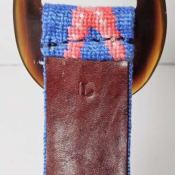 Smathers & Branson Needlepoint Women Sz L Starfish Blue Belt Cinch Slider Golf - Picture 4 of 7